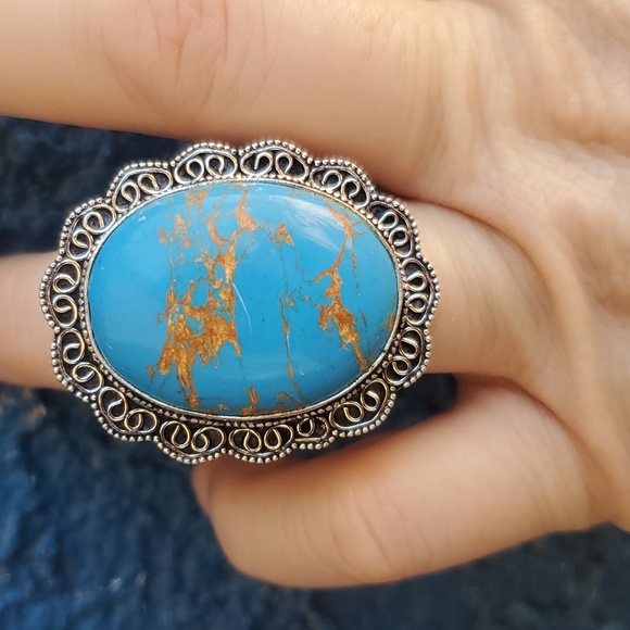 New Copper Turquoise 925 Silver Ring. - Picture 3 of 16